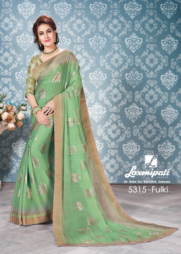 Laxmipati Fulki 5315 Green Chiffon Saree