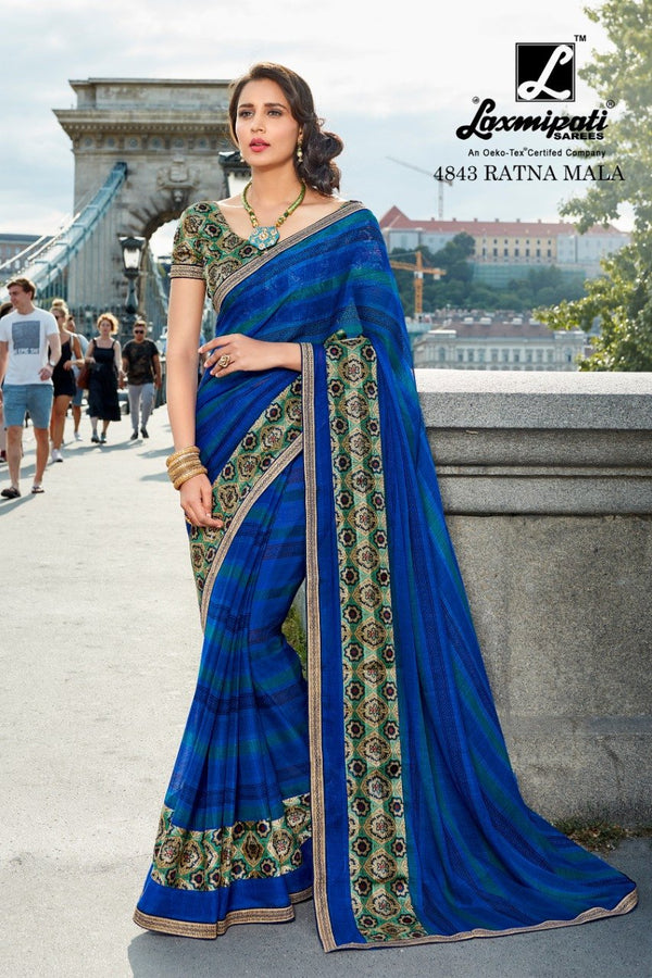 Laxmipati Gaura 4843 Blue Georgette Saree