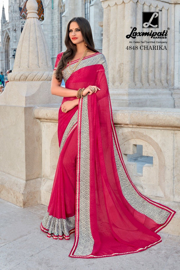 Laxmipati Gaura 4848 Pink Georgette Saree