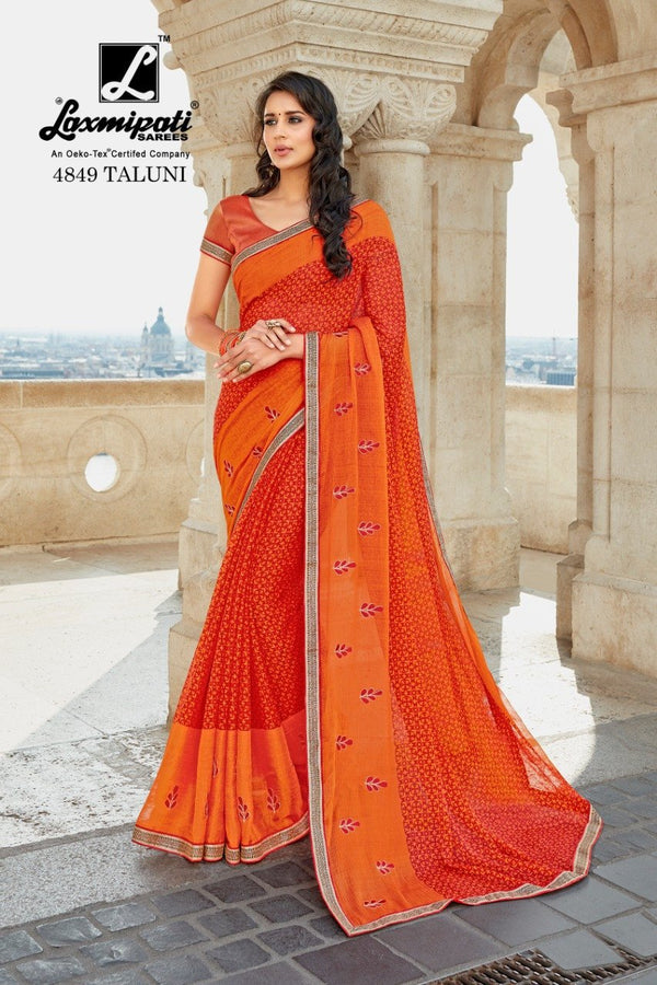 Laxmipati Gaura 4849 Orange Chiffon Saree