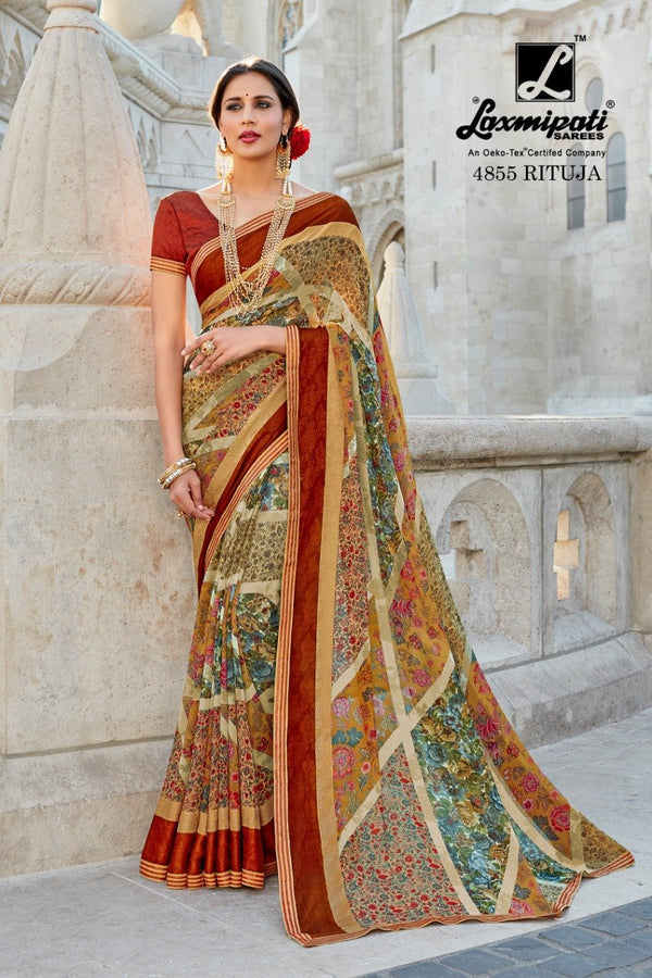 Laxmipati Gaura 4855 Multicolor Georgette Saree