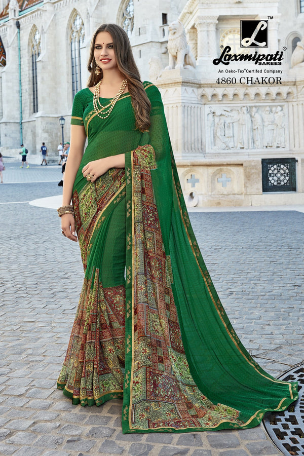 Laxmipati Gaura 4860 Green Georgette Saree