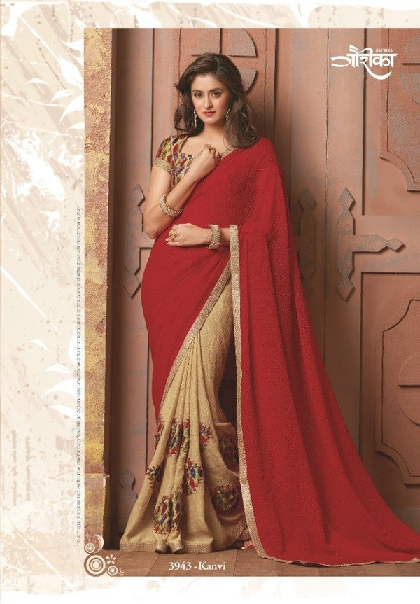 Laxmipati Gaurika 3943 Multicolor Moss Chiffon Saree