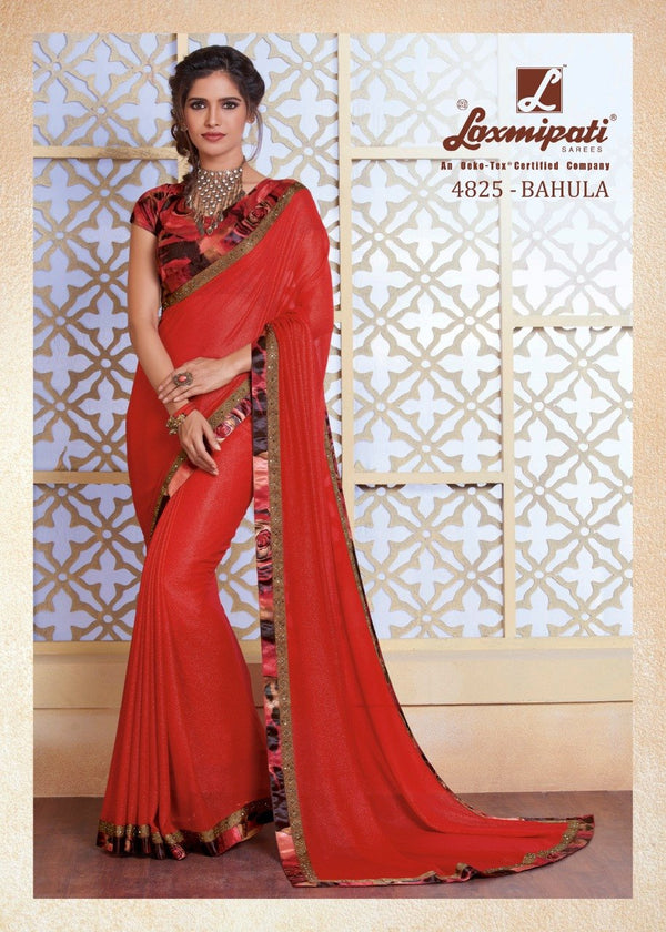 Laxmipati Ghoonghat 4825 Red Chiffon Saree