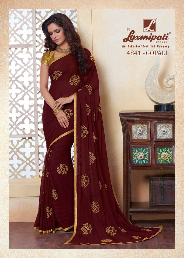 Laxmipati Ghoonghat 4841 Brown Chiffon Saree