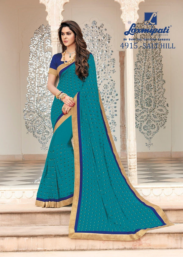 Laxmipati Giriza 4915 Blue Chiffon Saree