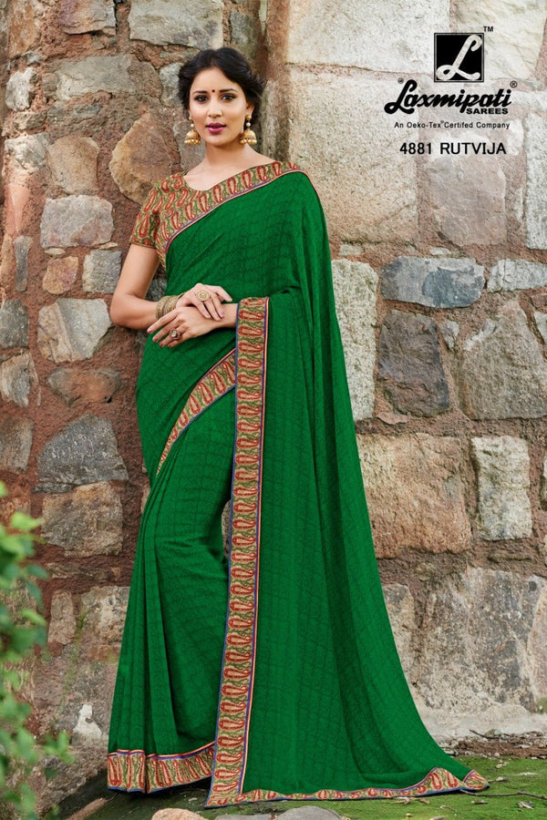 Laxmipati Guleri 4881 Green Chiffon Saree