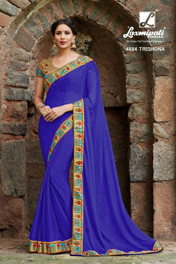 Laxmipati Guleri 4884 Blue Chiffon Saree