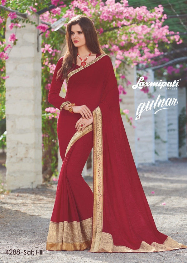 Laxmipati Old Hit 4288 Red Chiffon Saree