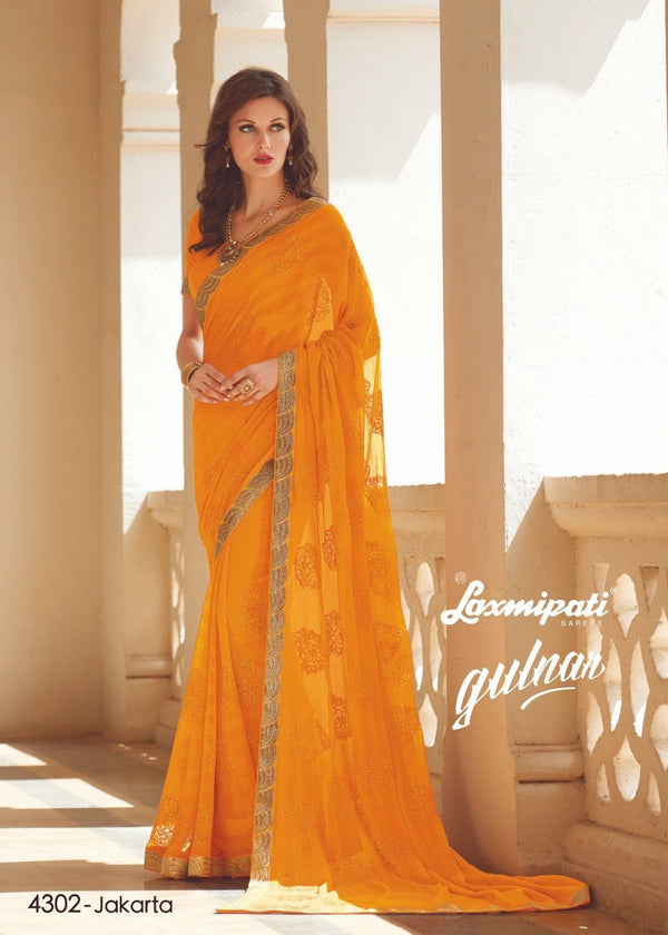 Laxmipati Gulnar 4302 Orange Chiffon Saree