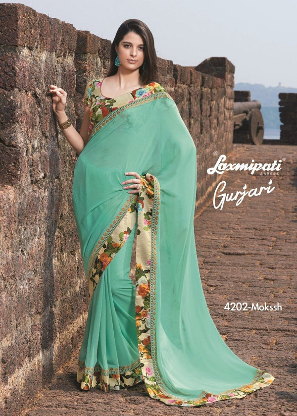 Laxmipati Gurjari 4202 Blue Chiffon Saree