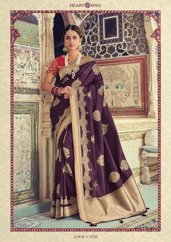 Heart & Soul H & S Collection Hs0028 Purple Raw Silk Saree