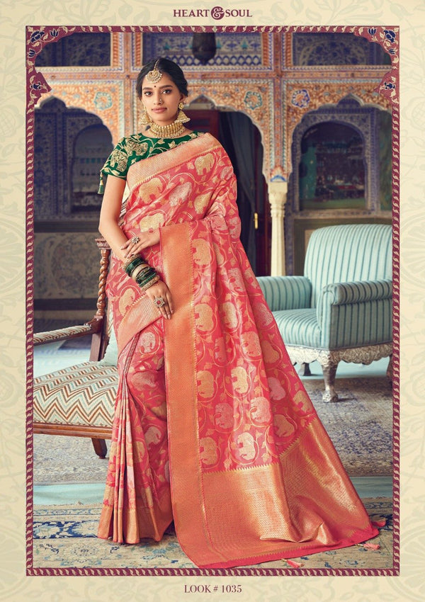 Heart & Soul H & S Collection Hs0035 Pink Raw Silk Saree