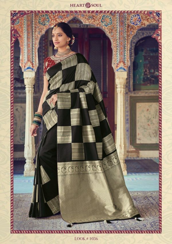 Heart & Soul H & S Collection Hs0036 Black Raw Silk Saree