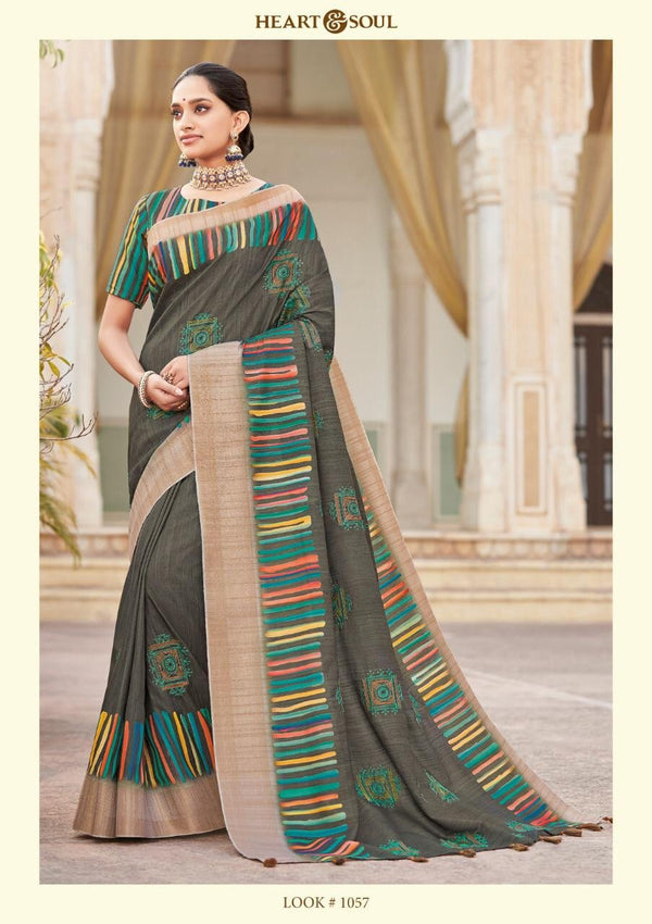 Heart & Soul H & S Collection Hs0057 Multicolor Raw Silk Saree