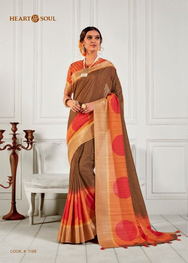 Heart & Soul H & S Collection Hs0188 Multicolor Raw Silk Saree