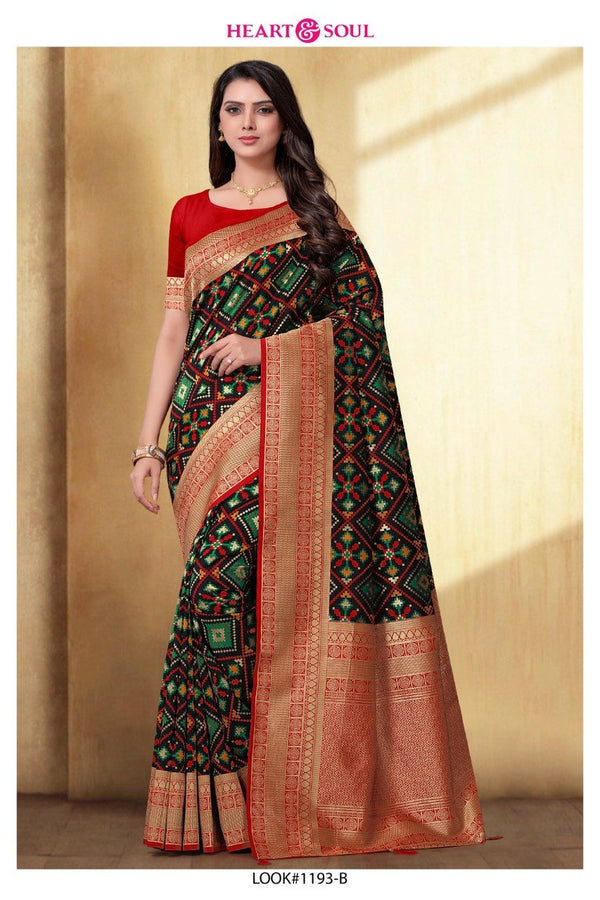 Heart & Soul H & S Collection Hs0193-B Multicolor Raw Silk Saree