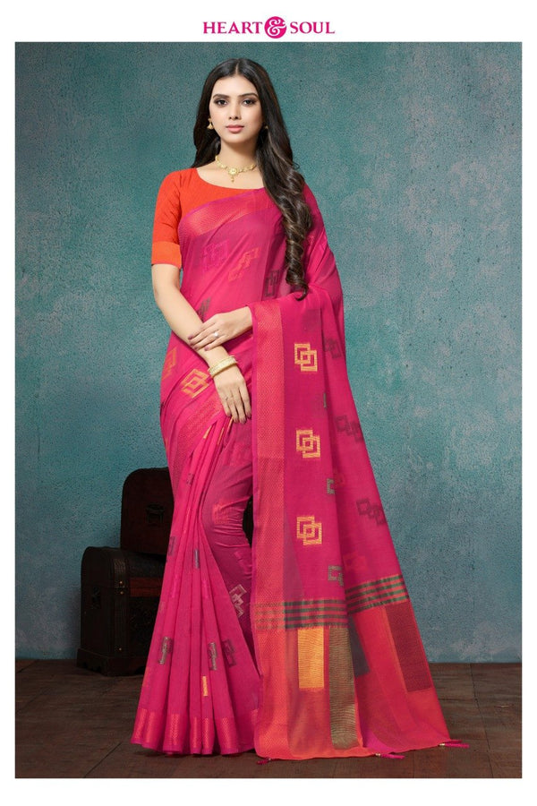 Heart & Soul H & S Collection Hs-7073-F Pink Raw Silk Saree