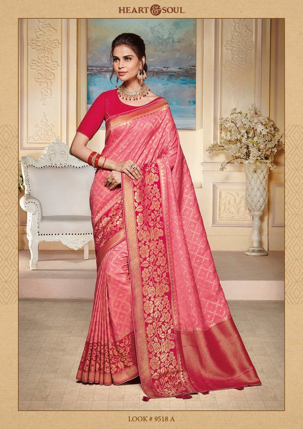 Heart & Soul H & S Collection Hs-9518-A Pink Raw Silk Saree