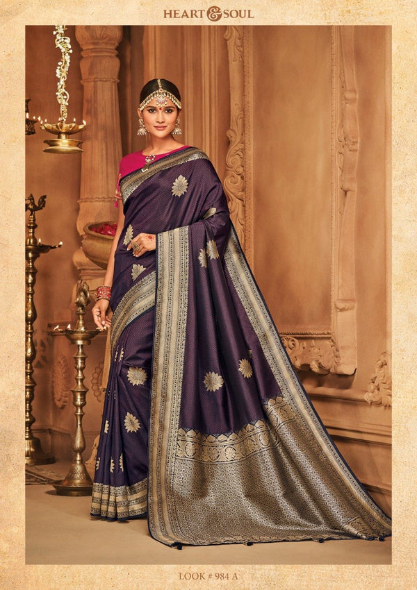 Heart & Soul H & S Collection Hs-984-A Purple Raw Silk Saree