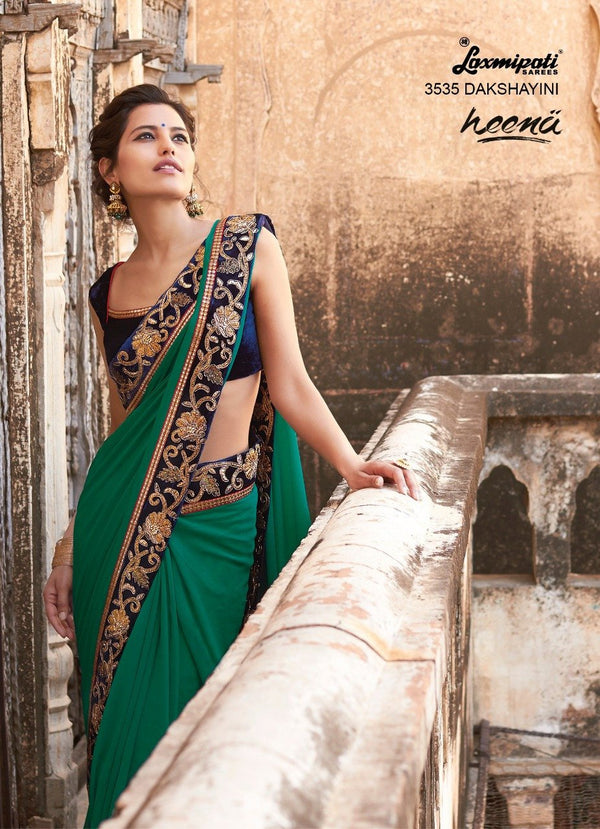 Laxmipati Old Hit 3535 Green Silk Saree