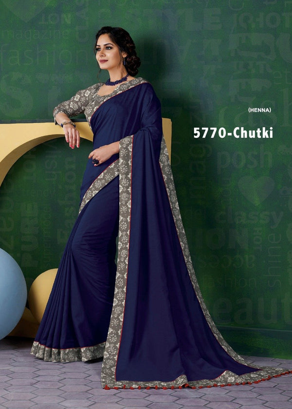 Laxmipati Henna 5770 Blue Raw Silk Saree