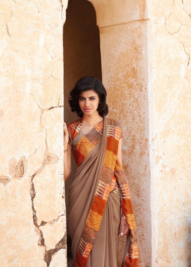 Which colour of blouse will suit a plain cream silk saree? - Quora