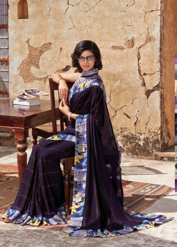 Laxmipati Humsafar 3577 Blue Georgette Saree