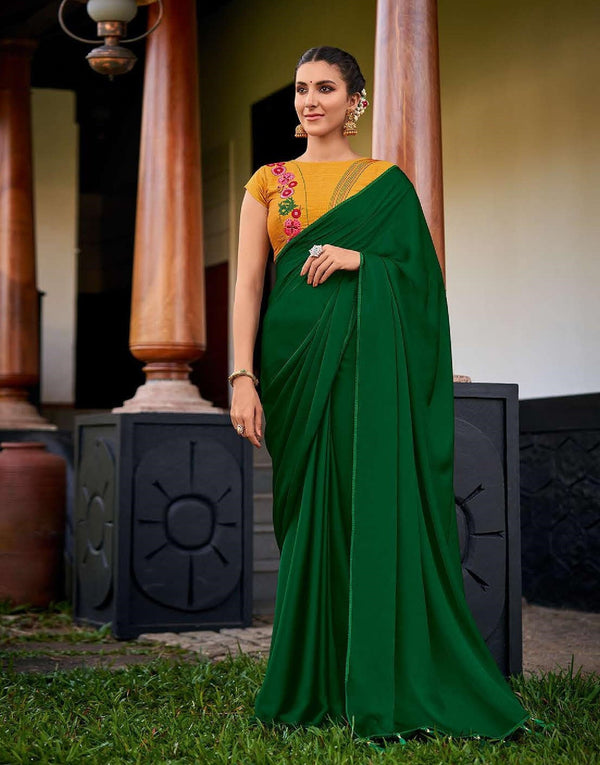 Sanskar Ikonic Stp-21006 Green Silk Georgette Saree