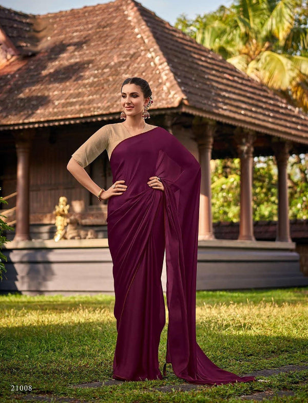 Sanskar Ikonic Stp-21008 Maroon Silk Georgette Saree