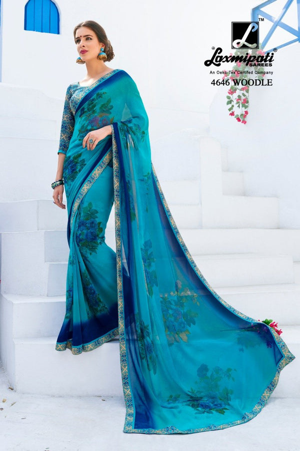 Laxmipati Jaimini 4646 Blue Georgette Saree