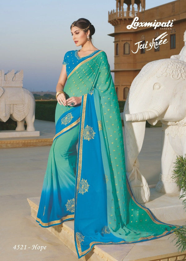 Laxmipati Jaishree 4521 Blue Chiffon Saree