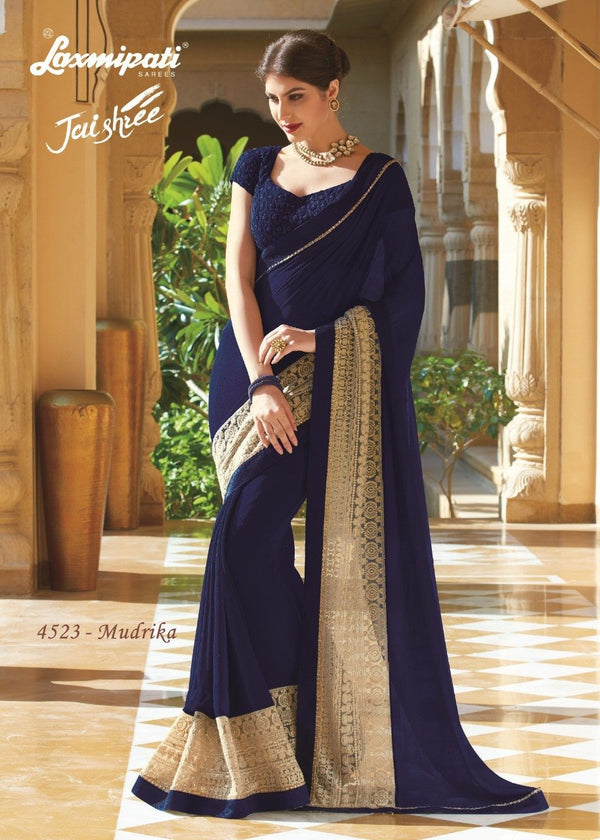 Laxmipati Jaishree 4523 Blue Chiffon Saree