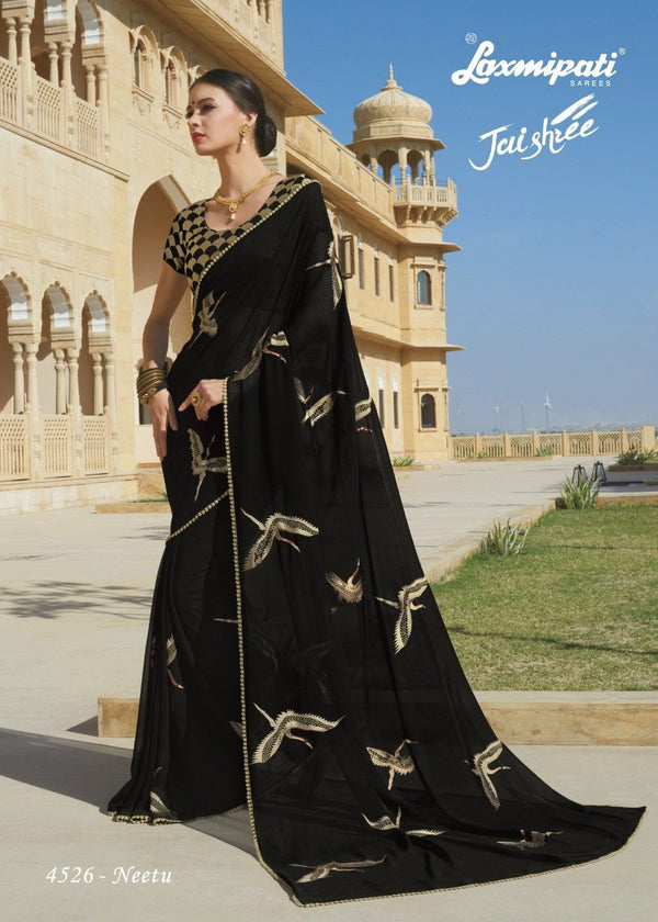 Laxmipati Jaishree 4526 Black Chiffon Saree