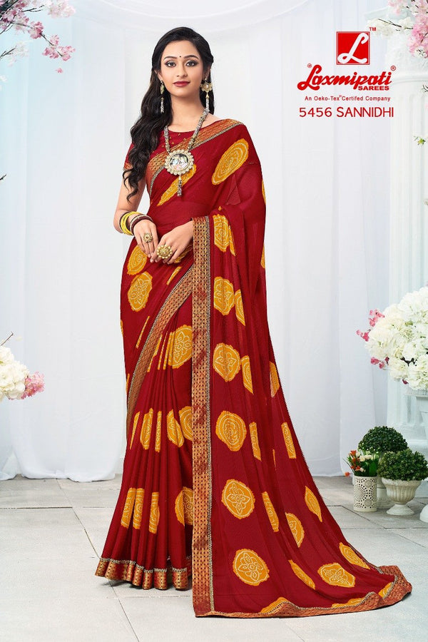 Laxmipati Jalebi 5456 Maroon Chiffon Saree