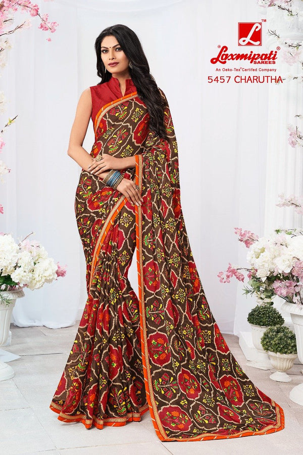 Laxmipati Jalebi 5457 Multicolor Chiffon Saree