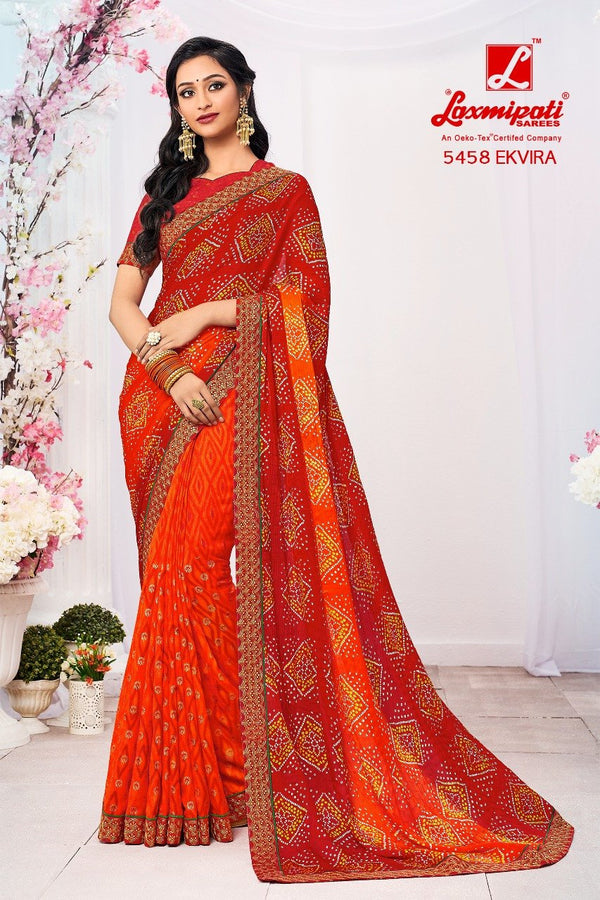 Laxmipati Jalebi 5458 Multicolor Chiffon Saree