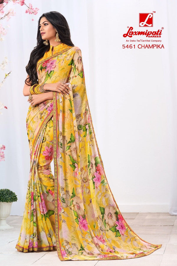 Laxmipati Jalebi 5461 Yellow Georgette Saree