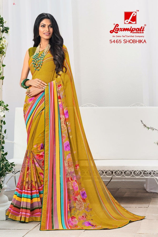 Laxmipati Jalebi 5465 Yellow Georgette Saree