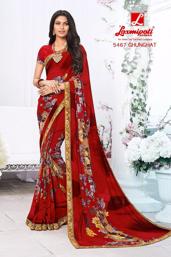 Laxmipati Jalebi 5467 Red Georgette Saree