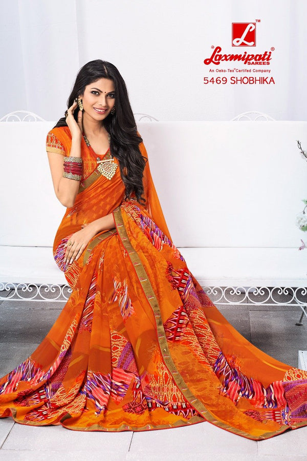 Laxmipati Jalebi 5469 Orange Georgette Saree