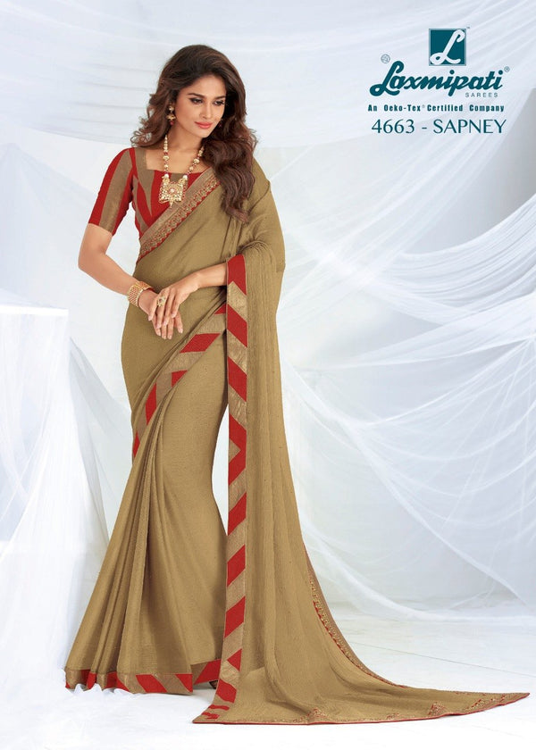 Laxmipati Jhalak 4663 Cream Chiffon Saree