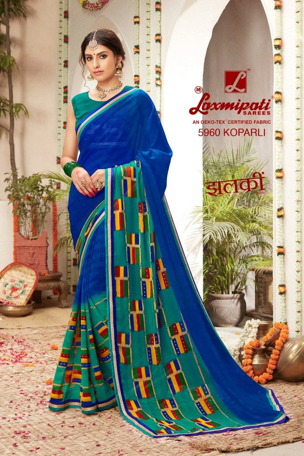 Laxmipati Jhalaki 5960 Multicolor Chiffon Saree