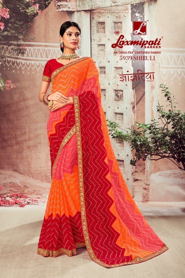 Laxmipati Jhanjharia 5939 Multicolor Chiffon Saree