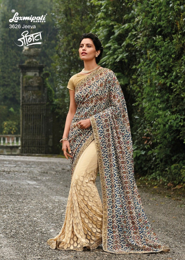 Laxmipati Jinat 3626 Multicolor Net Georgette Saree