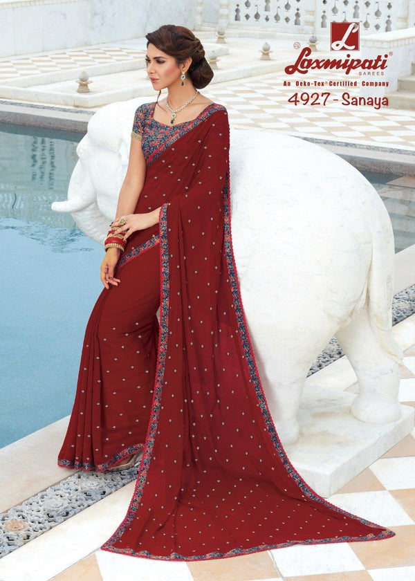 Laxmipati Kalki 4927 Maroon Chiffon Saree