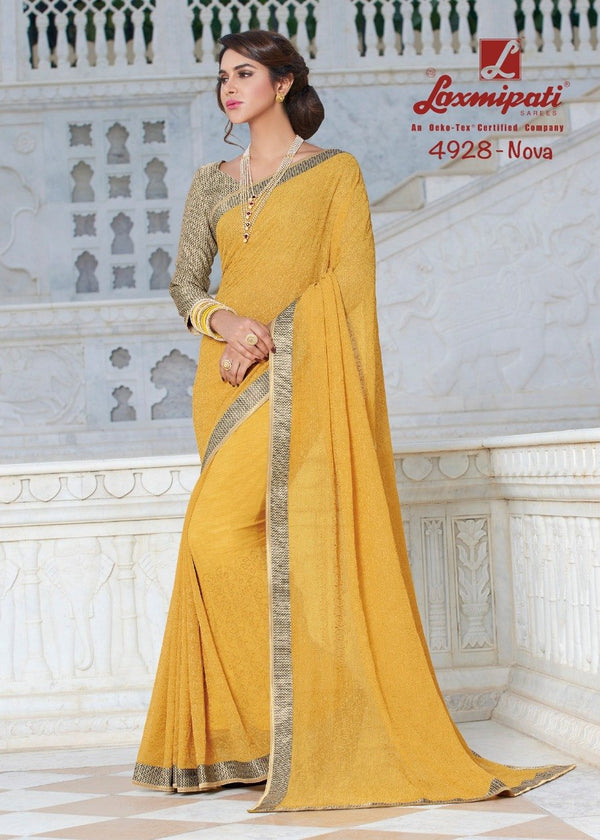 Laxmipati Kalki 4928 Yellow Chiffon Saree