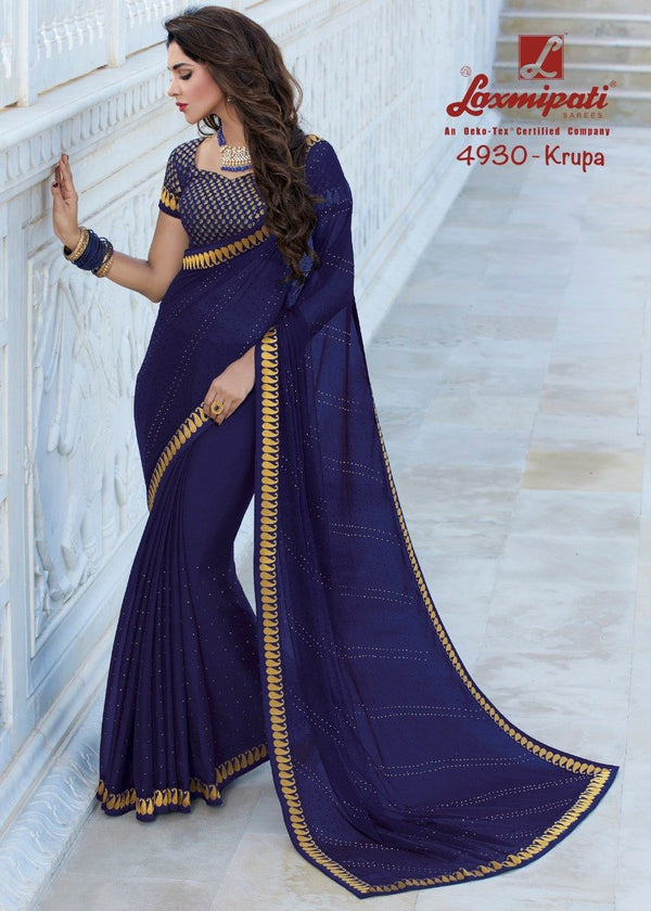 Laxmipati Kalki 4930 Blue Chiffon Saree