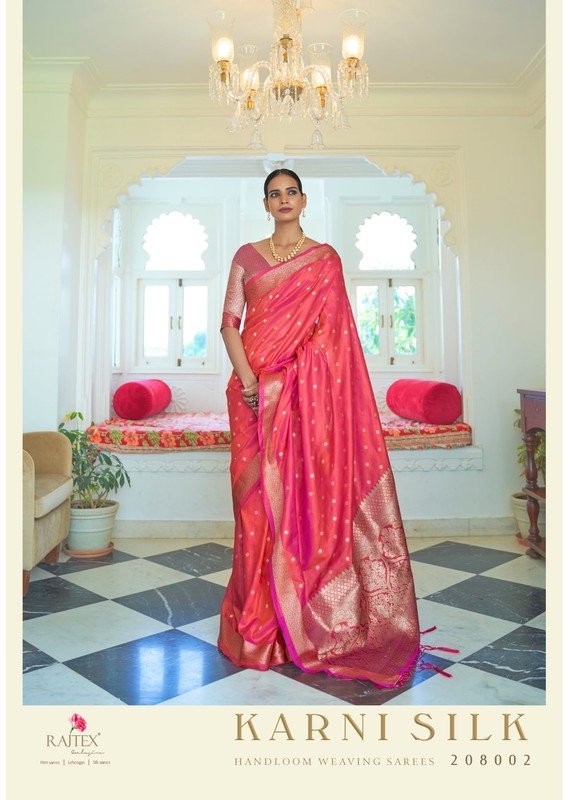 Rajtex Karni Silk 208002 Pink Silk Saree