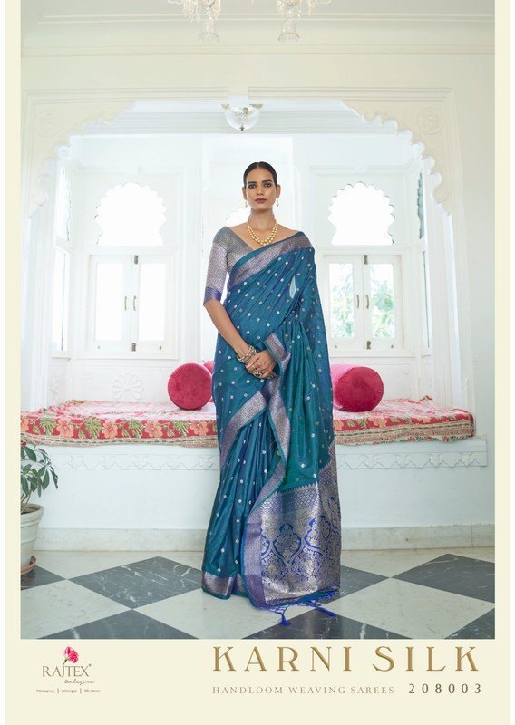 Rajtex Karni Silk 208003 Blue Silk Saree